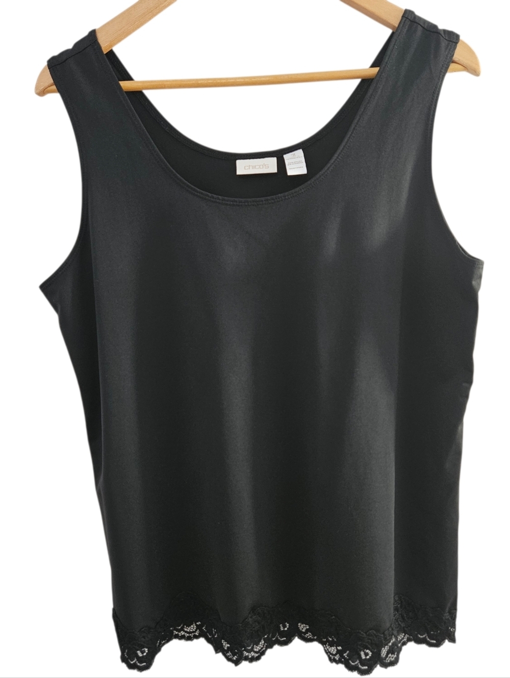 Chico's Black Lace-Trim Scoop Neck Tank